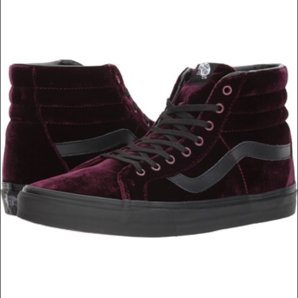 maroon velvet vans